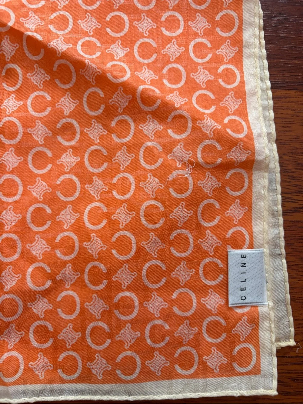 Authentic vintage CELINE monogram 100% cotton handkerchief scarf